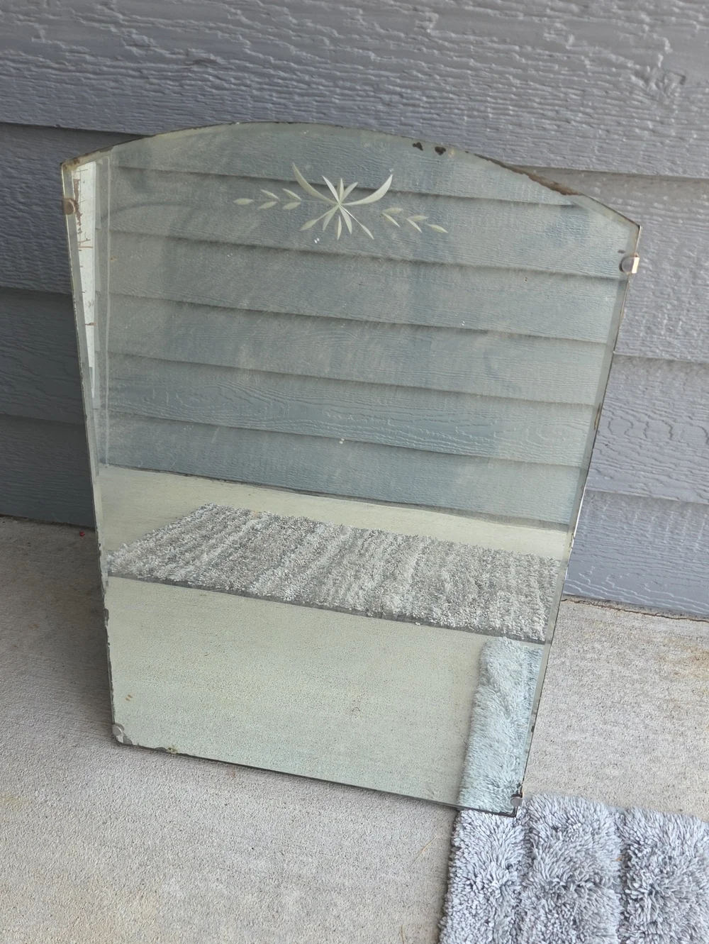 Vintage Silver Wall Mirror with Etched Star Accent Medicine Cabinet